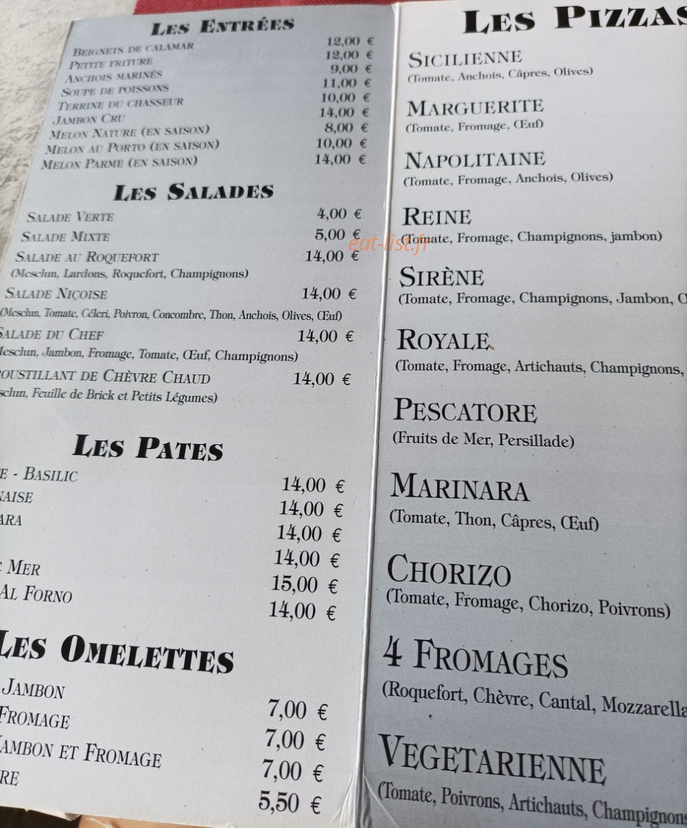 La Sirene — carte page 1