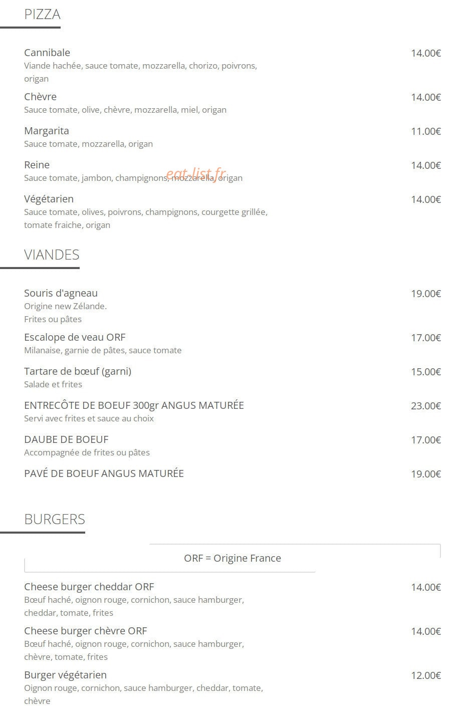 Le 65 Bis Restaurant — carte page 2