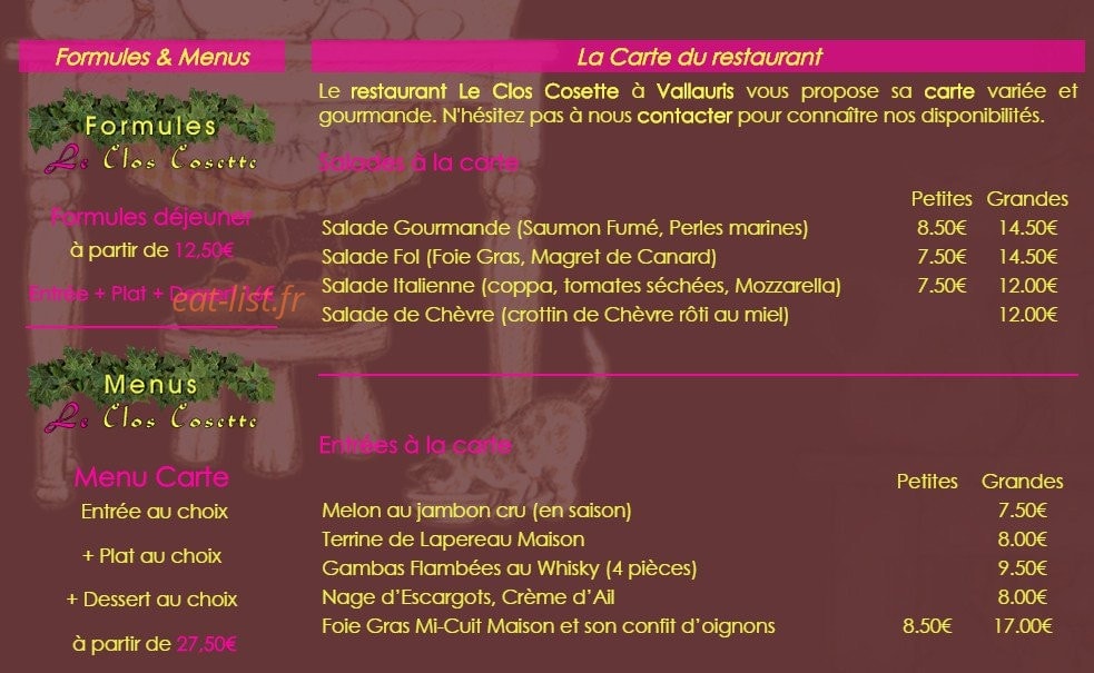 Le Clos Cossette — carte page 1