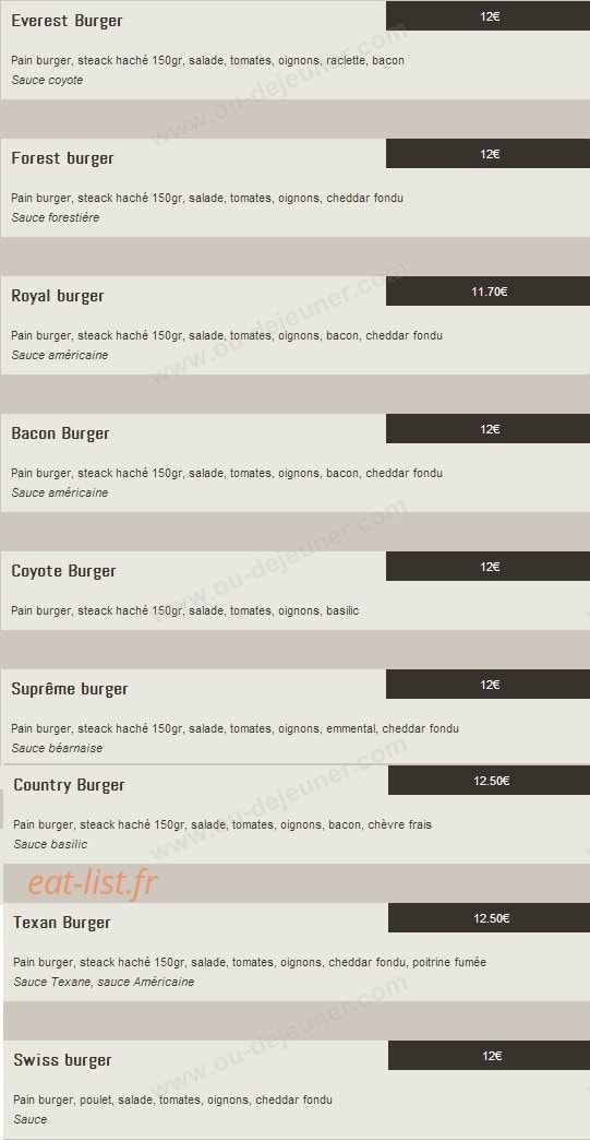 Le Coyote Club Café — carte page 4