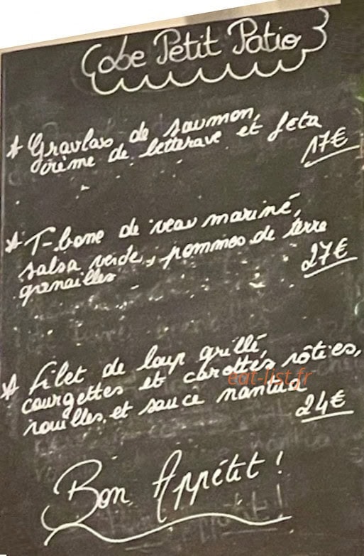 Le Petit Patio — carte page 1