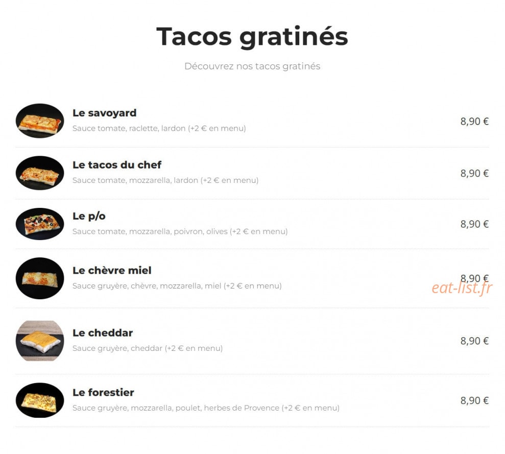 Le tacos de vallauris — carte page 3