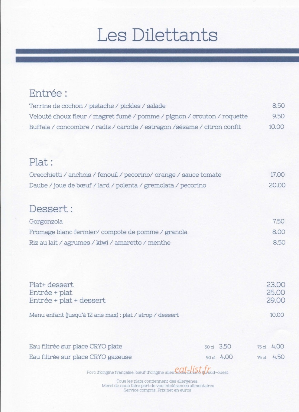 Les Dilettants — carte page 1