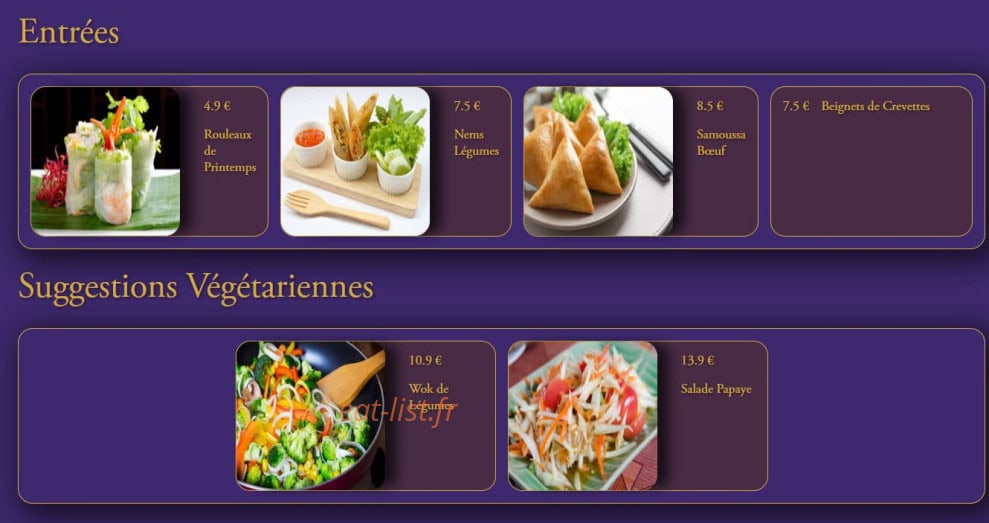 Nithi Thai — carte page 1