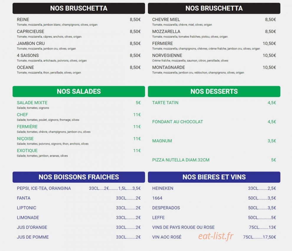 Pizza Cho — carte page 2