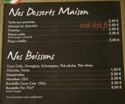 Pizza du soleil — carte page 2