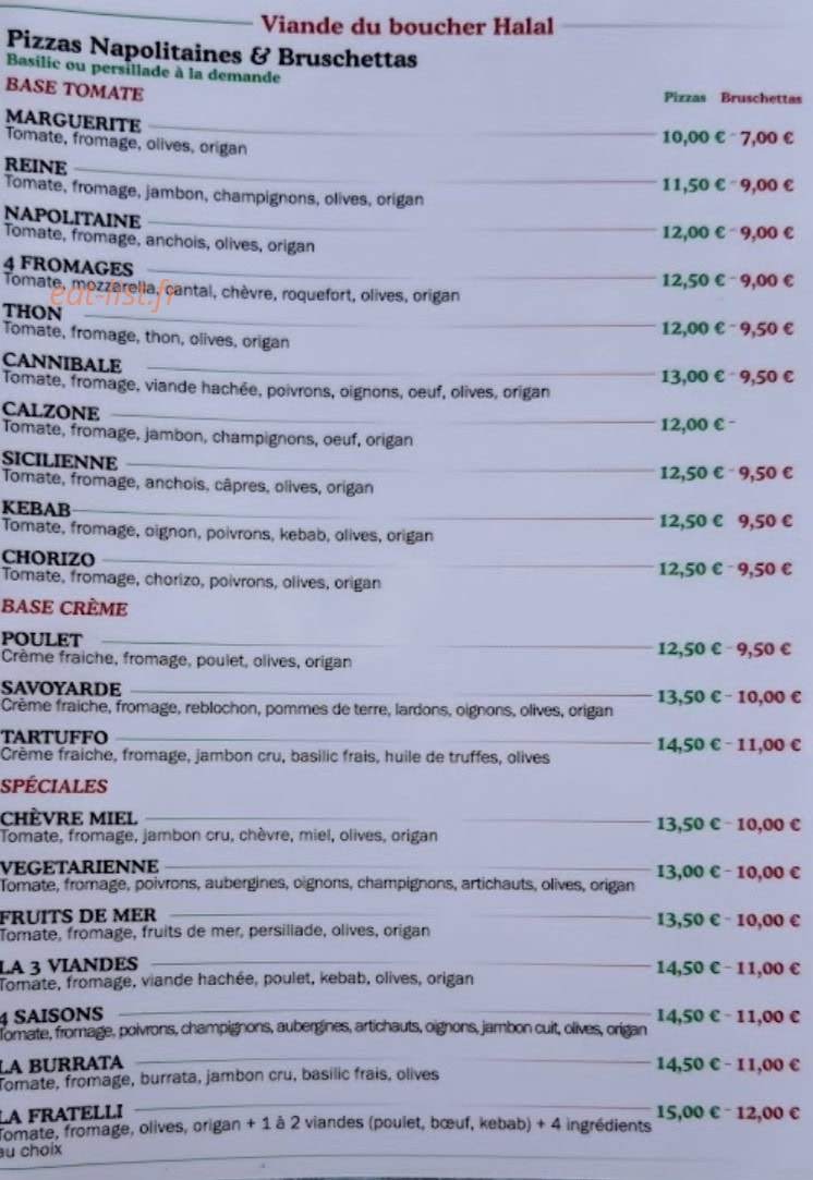 Pizza Fratelli — carte page 2