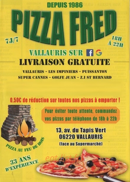 Pizza Fred — carte page 1