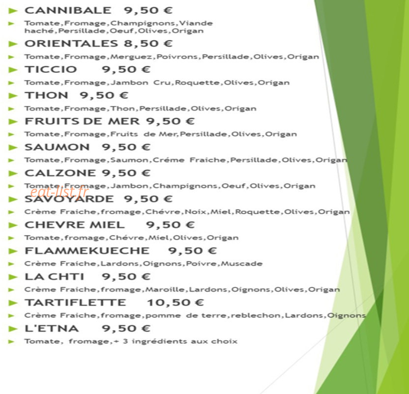 Pizzeria l’Etna — carte page 1