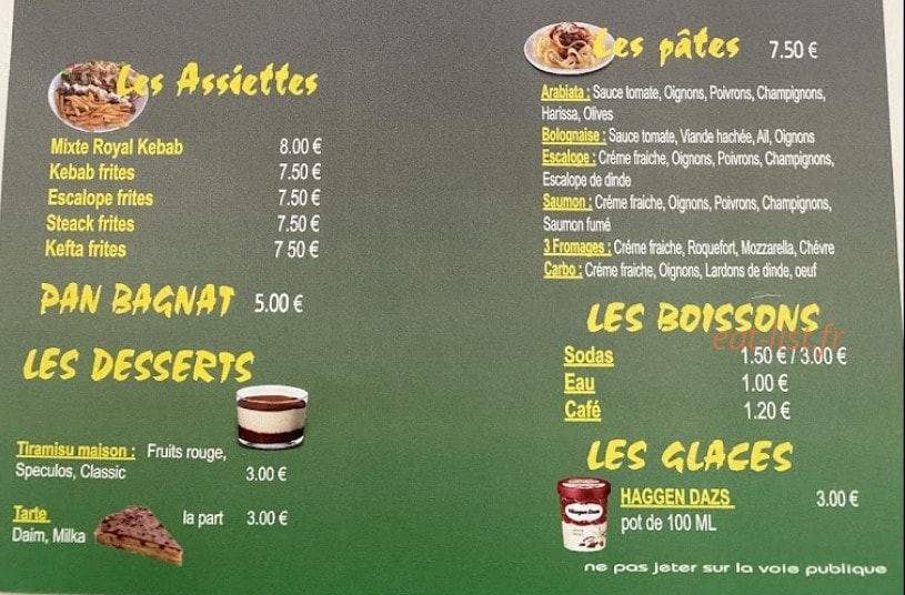 Royal Kebab — carte page 5