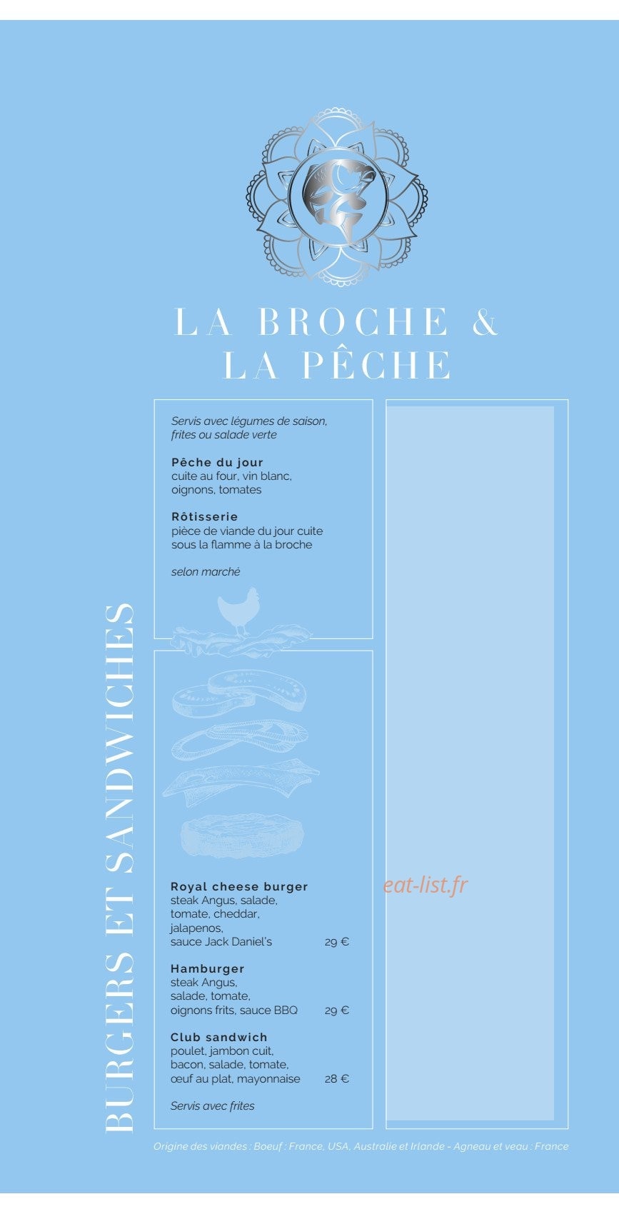 Carte et menu de Jasmin Grill & Lounge à Saint Jean Cap Ferrat — Les burgers et sandwiches