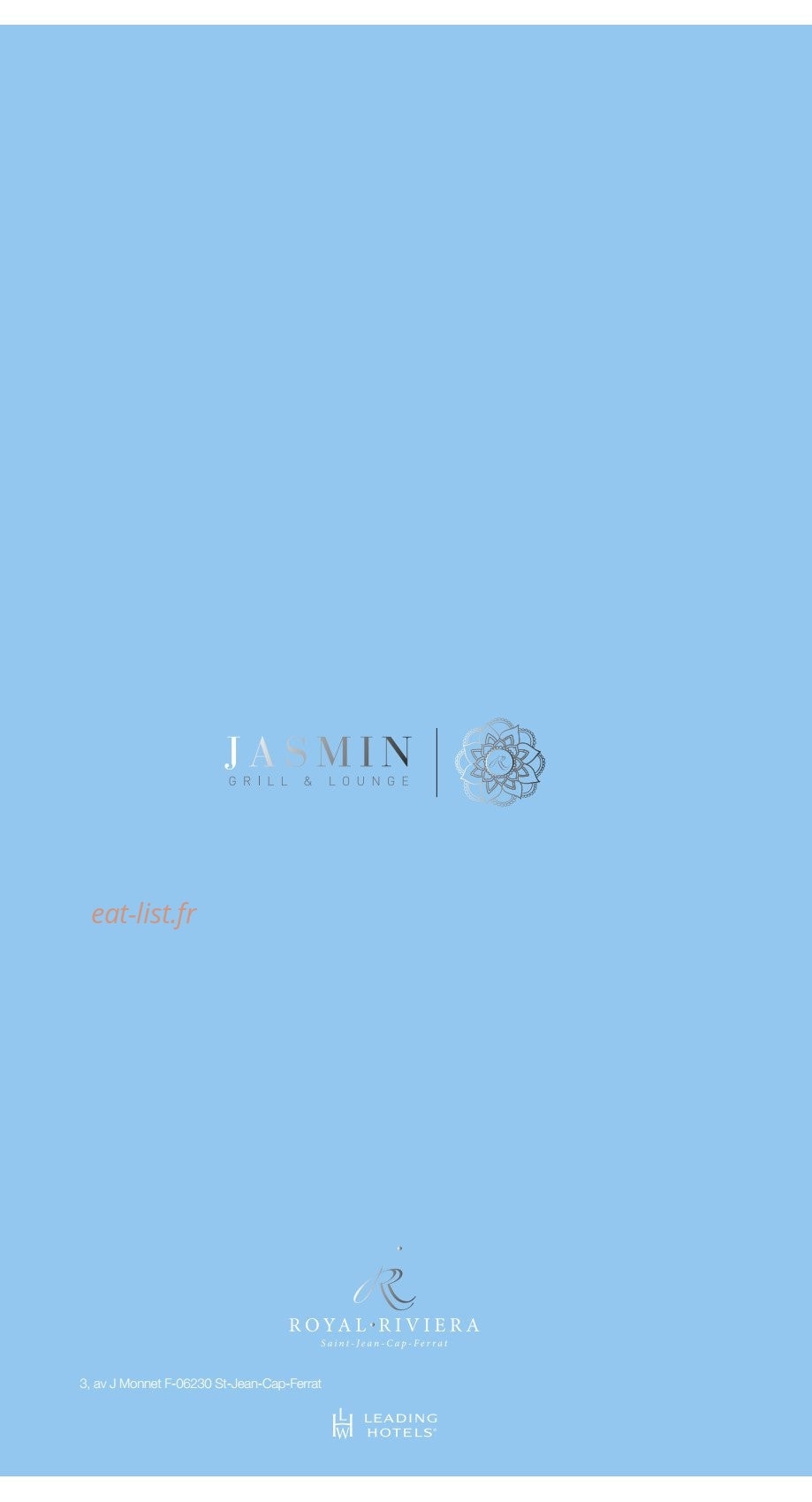 Carte et menu de Jasmin Grill & Lounge à Saint Jean Cap Ferrat — Les informations