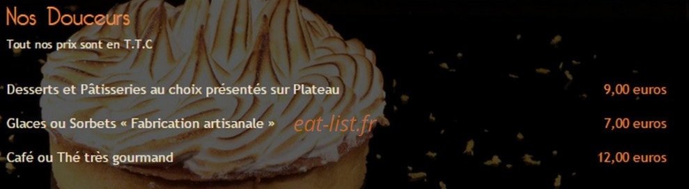 Carte et menu de La Cabane de l'Ecailler à Saint Jean Cap Ferrat — Les douceurs