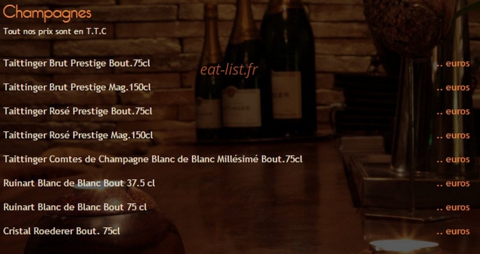 Carte et menu de La Cabane de l'Ecailler à Saint Jean Cap Ferrat — Les champagnes