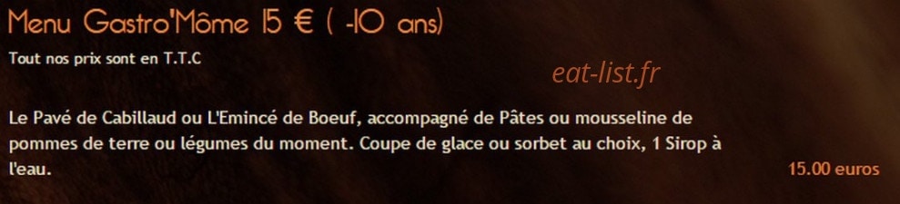 Carte et menu de La Cabane de l'Ecailler à Saint Jean Cap Ferrat — Le menu enfant
