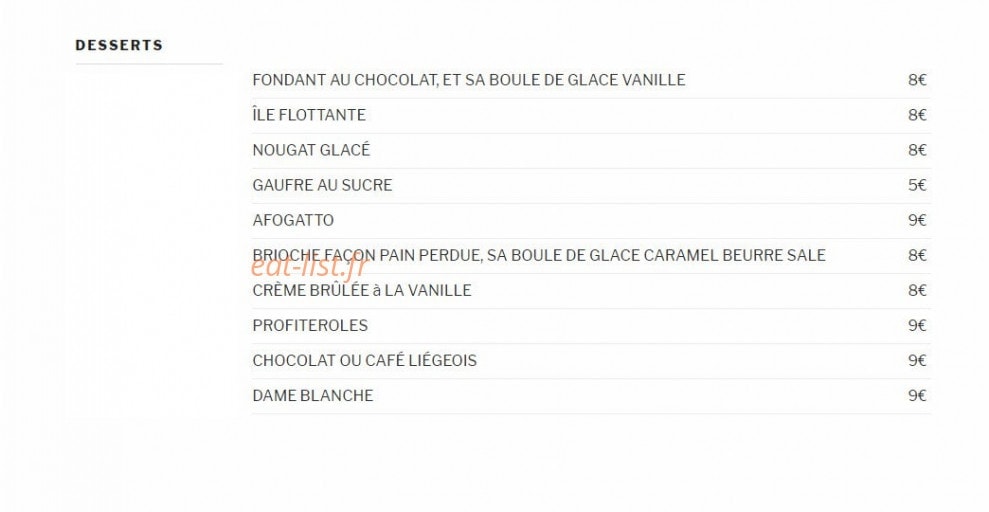 Carte et menu de Le Pirate à Saint Jean Cap Ferrat — Desserts