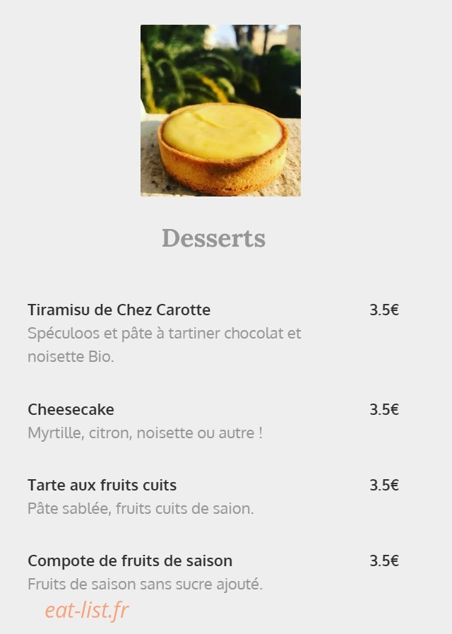 Chez Carotte — carte page 4