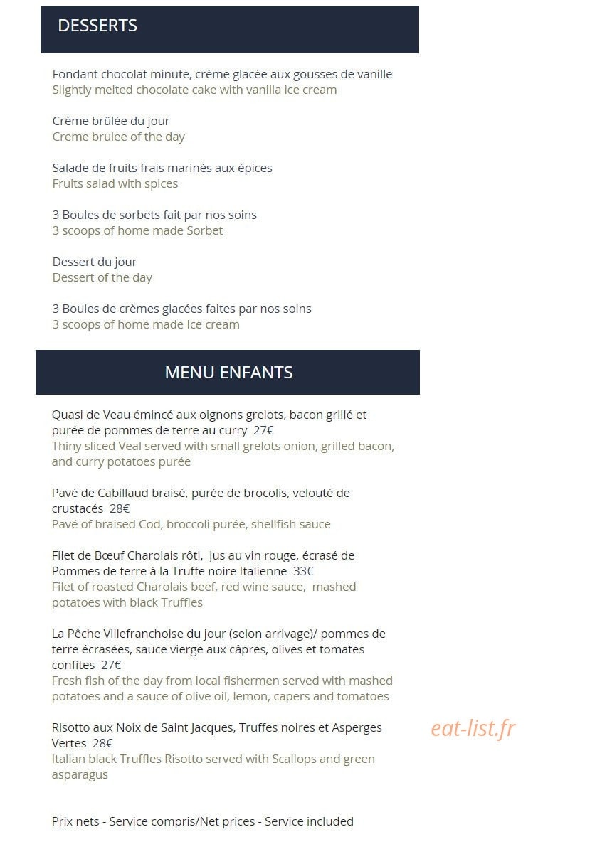 La Belle Etoile — carte page 2