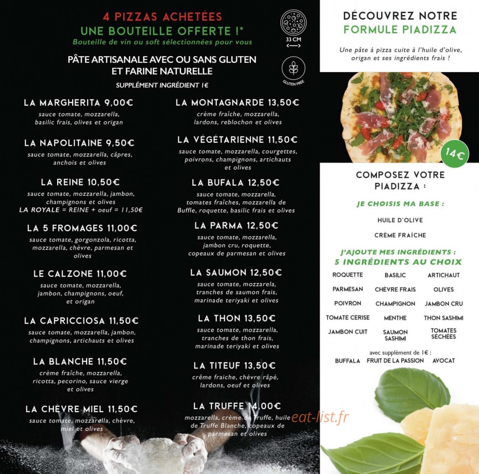 La Pizze — carte page 1