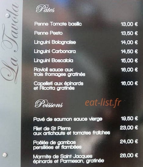 La Tavola — carte page 3