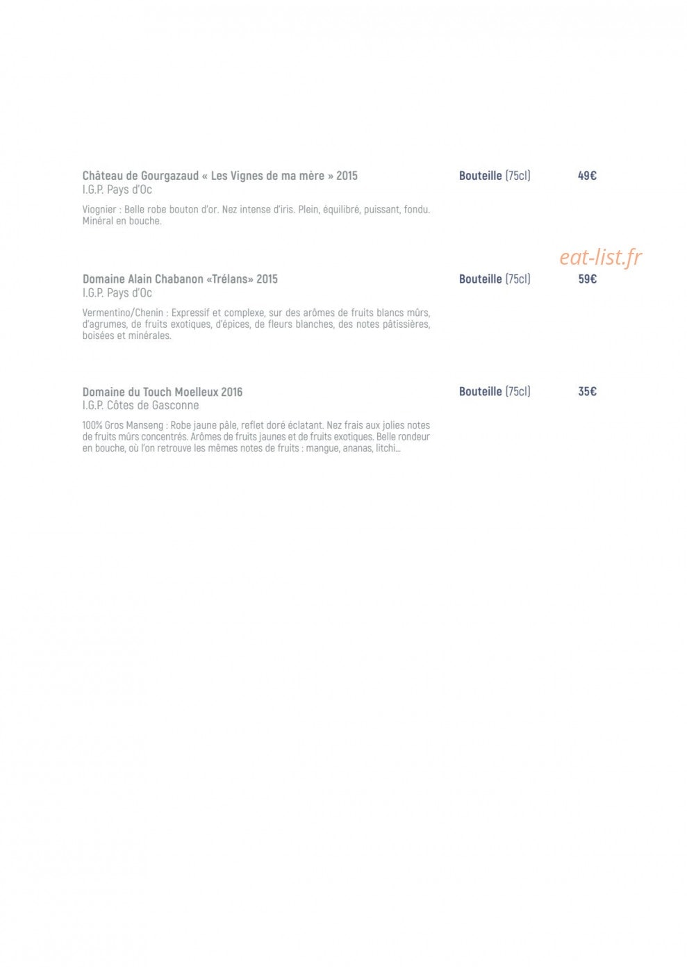 La Voile Bleue — carte page 16