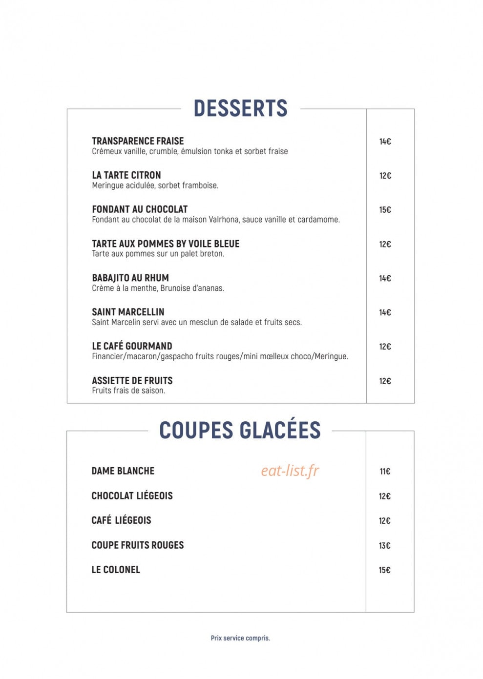 La Voile Bleue — carte page 8