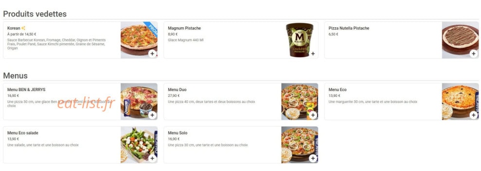 Mister Pizza — carte page 1