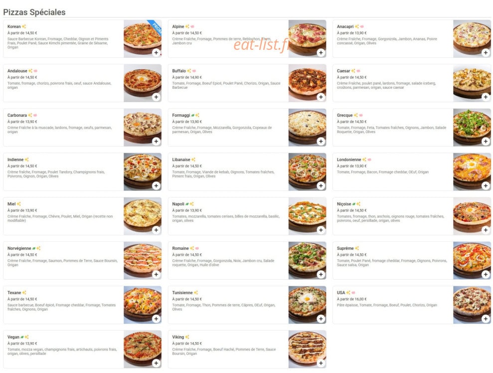 Mister Pizza — carte page 2