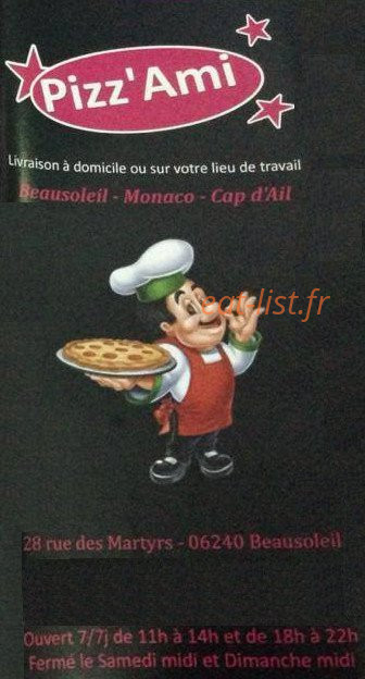 Pizz'ami — carte page 1