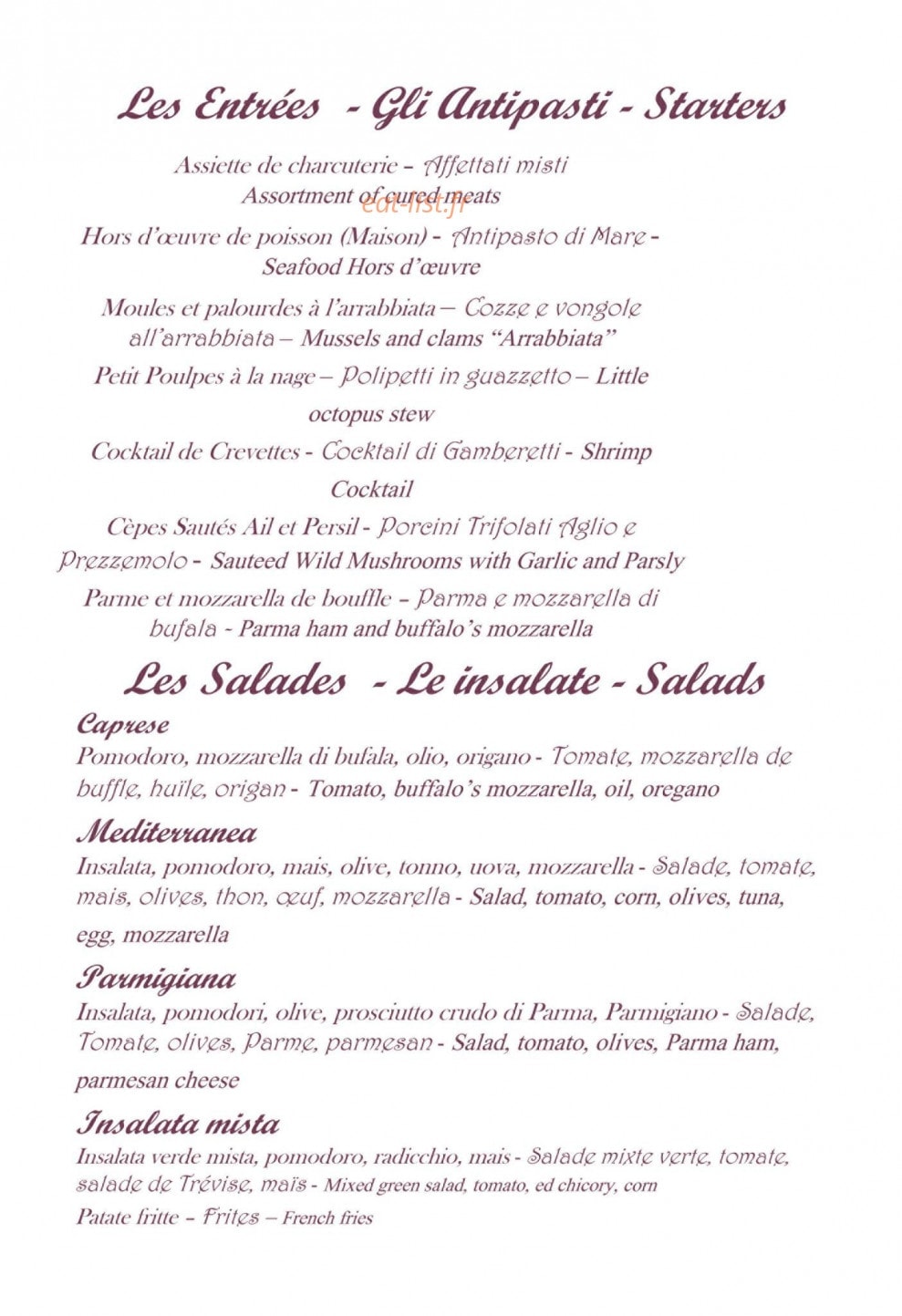 Sapori Italiani — carte page 2