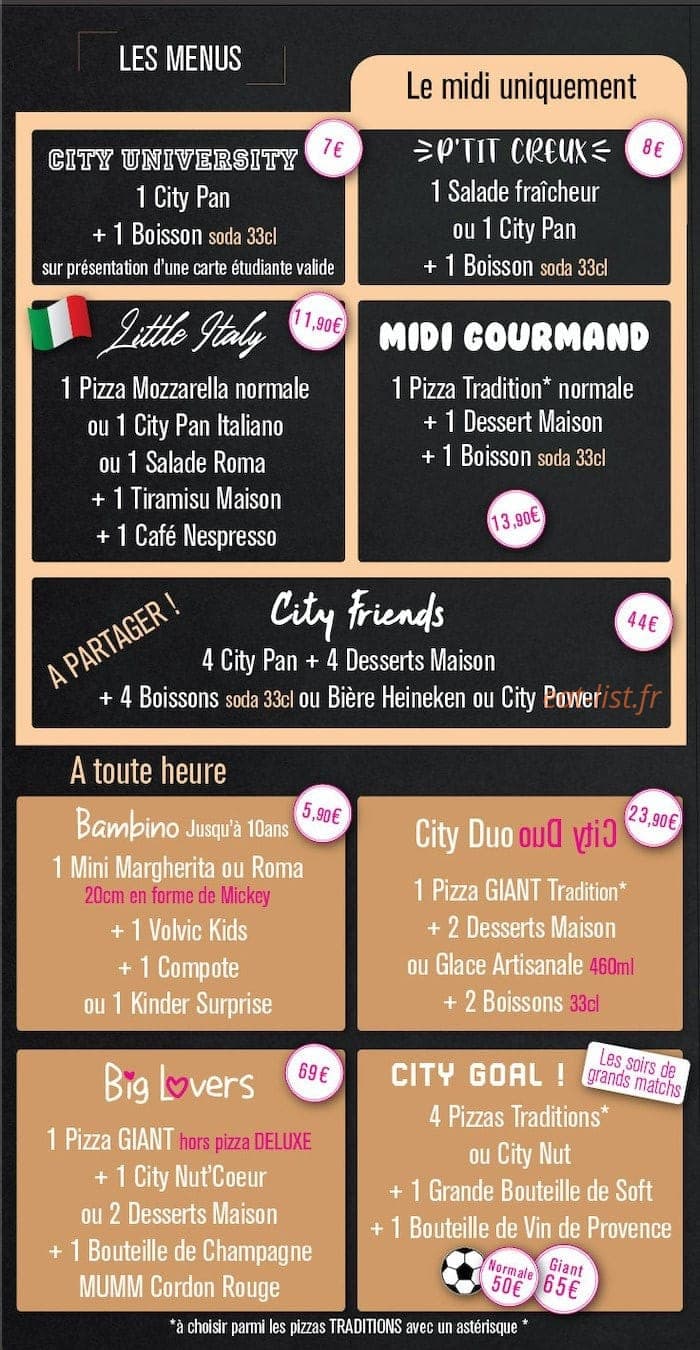 City Pizza — carte page 2