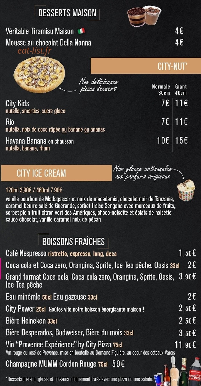 City Pizza — carte page 7