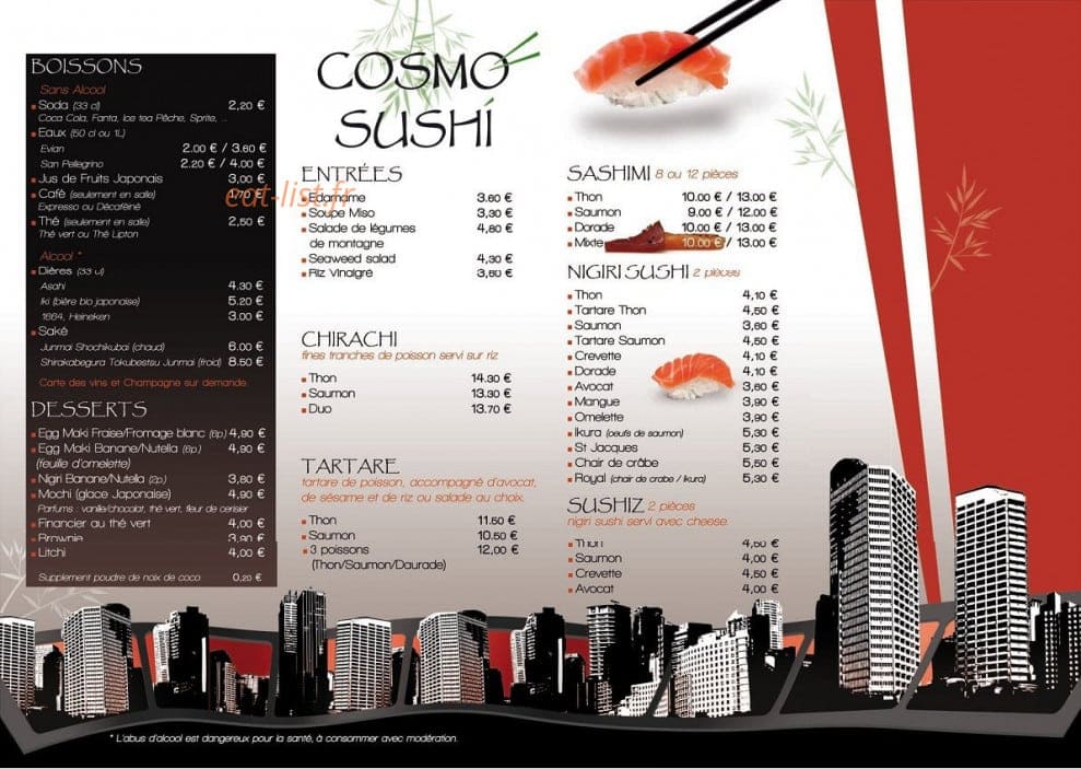 Cosmo Sushi — carte page 2