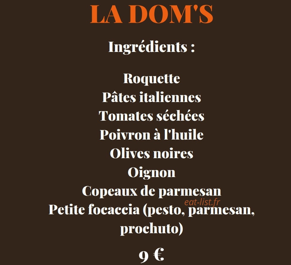 Dom's salad — carte page 8