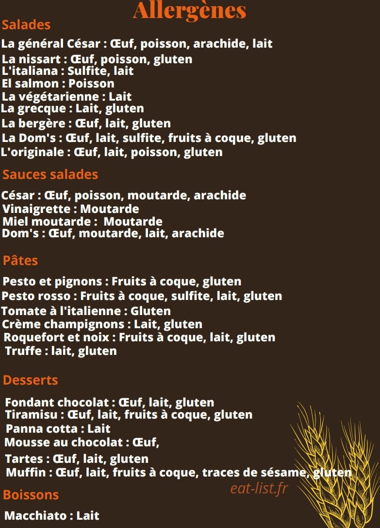 Dom's salad — carte page 15