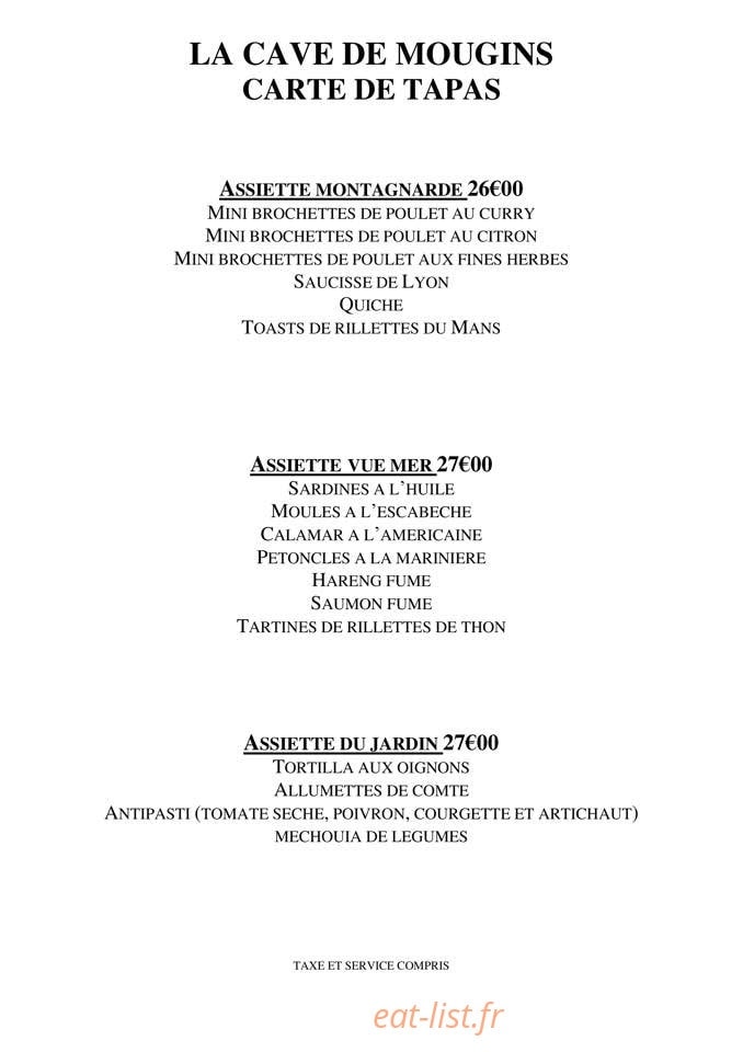 La Cave de Mougins — carte page 3