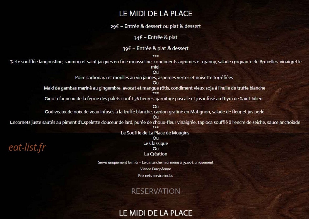 La Place de Mougins — carte page 6