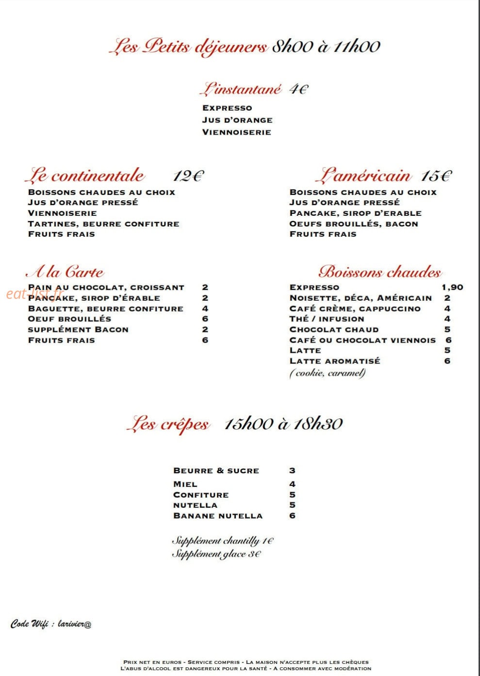 La Riviera — carte page 1