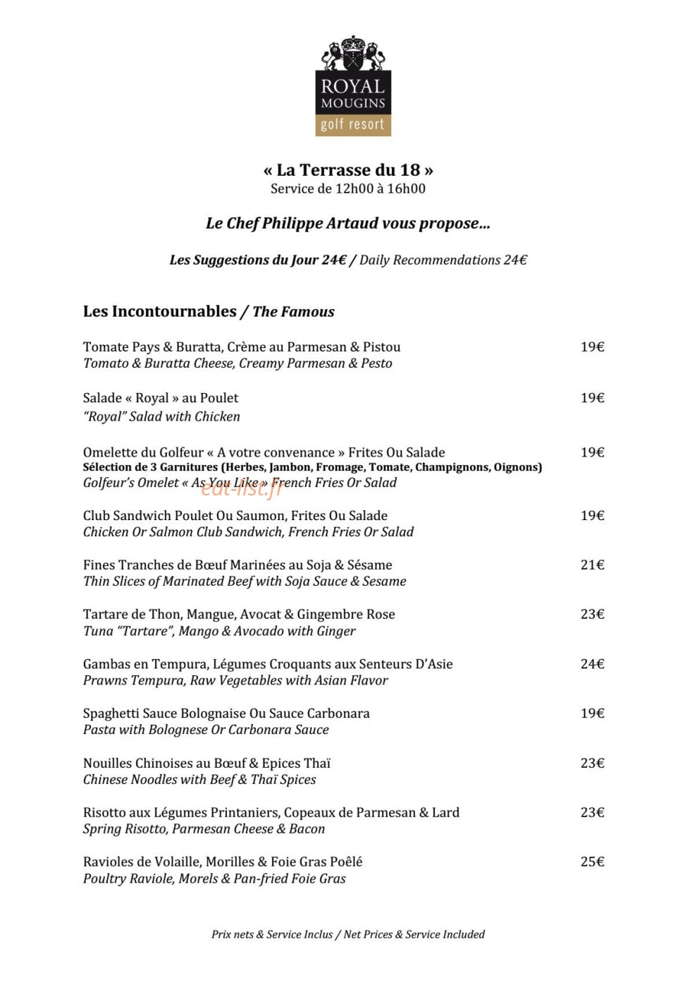 La Terrasse du 18 — carte page 1