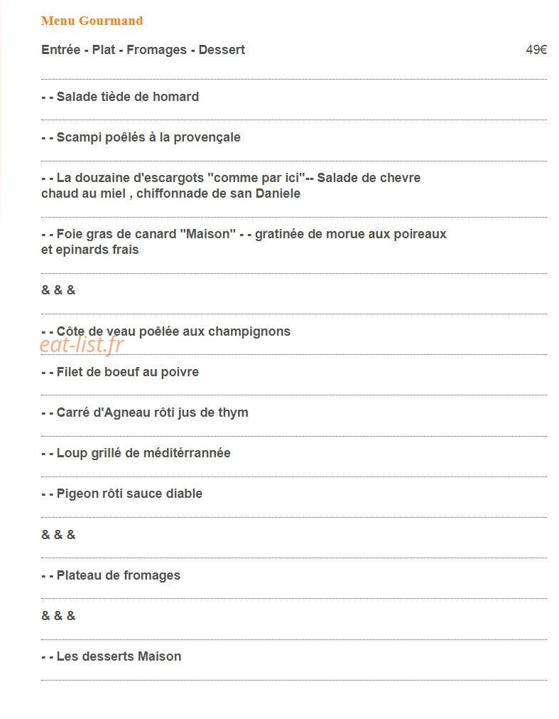 Le bistrot de Mougins — carte page 2