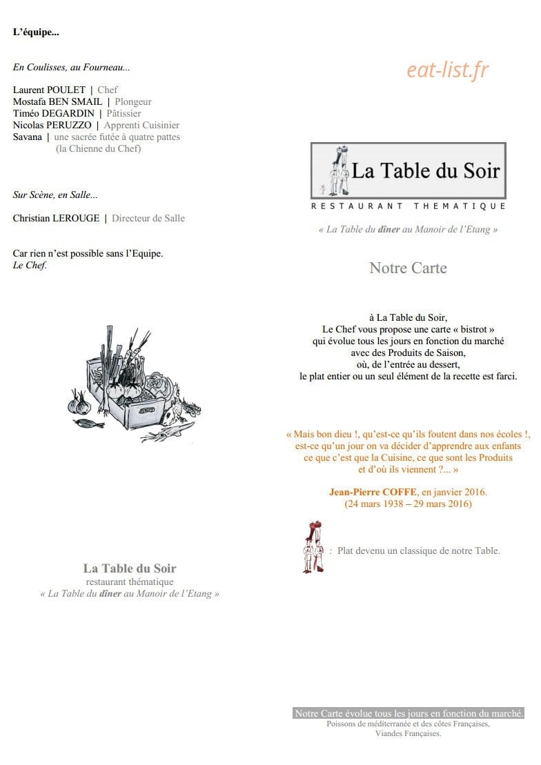 Le Manoir de l'Etang — carte page 1