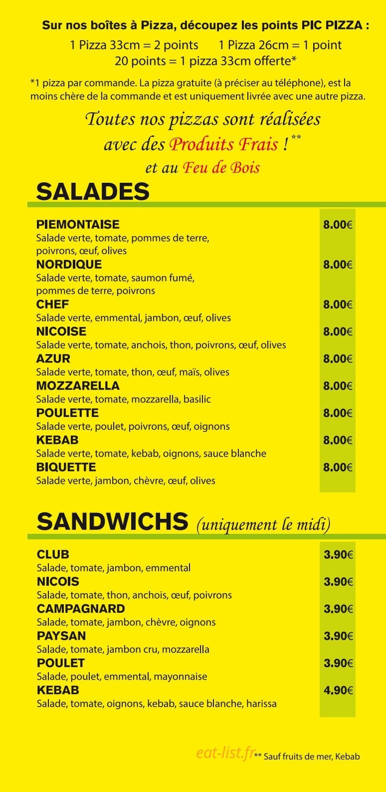 Pic Pizza — carte page 4