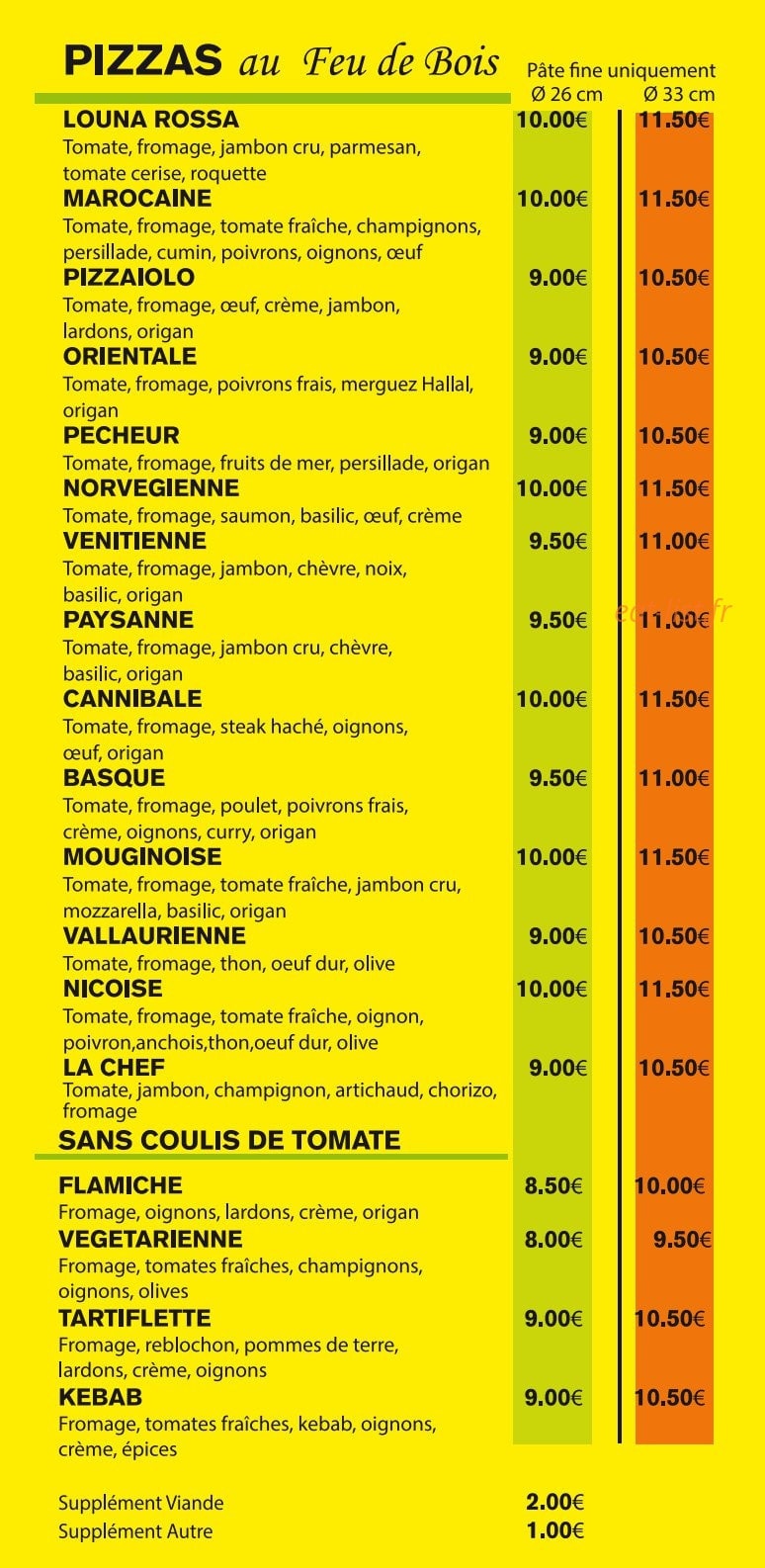 Pic Pizza — carte page 3