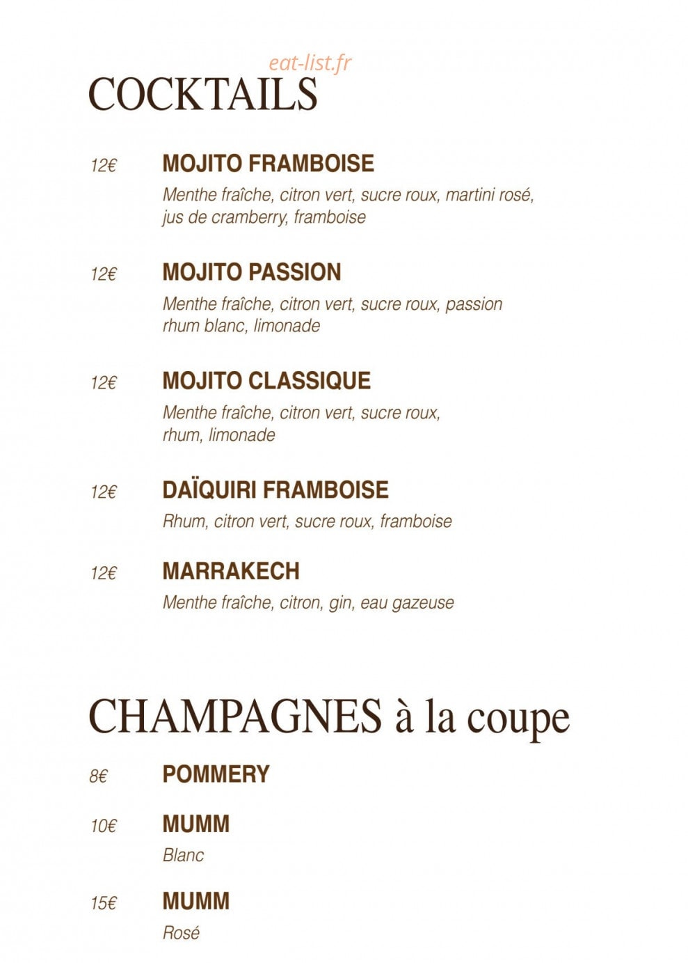 Restaurant la Menthe Douce — carte page 8