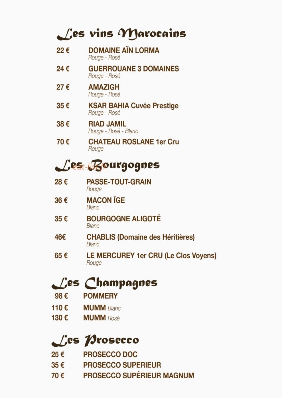 Restaurant la Menthe Douce — carte page 11