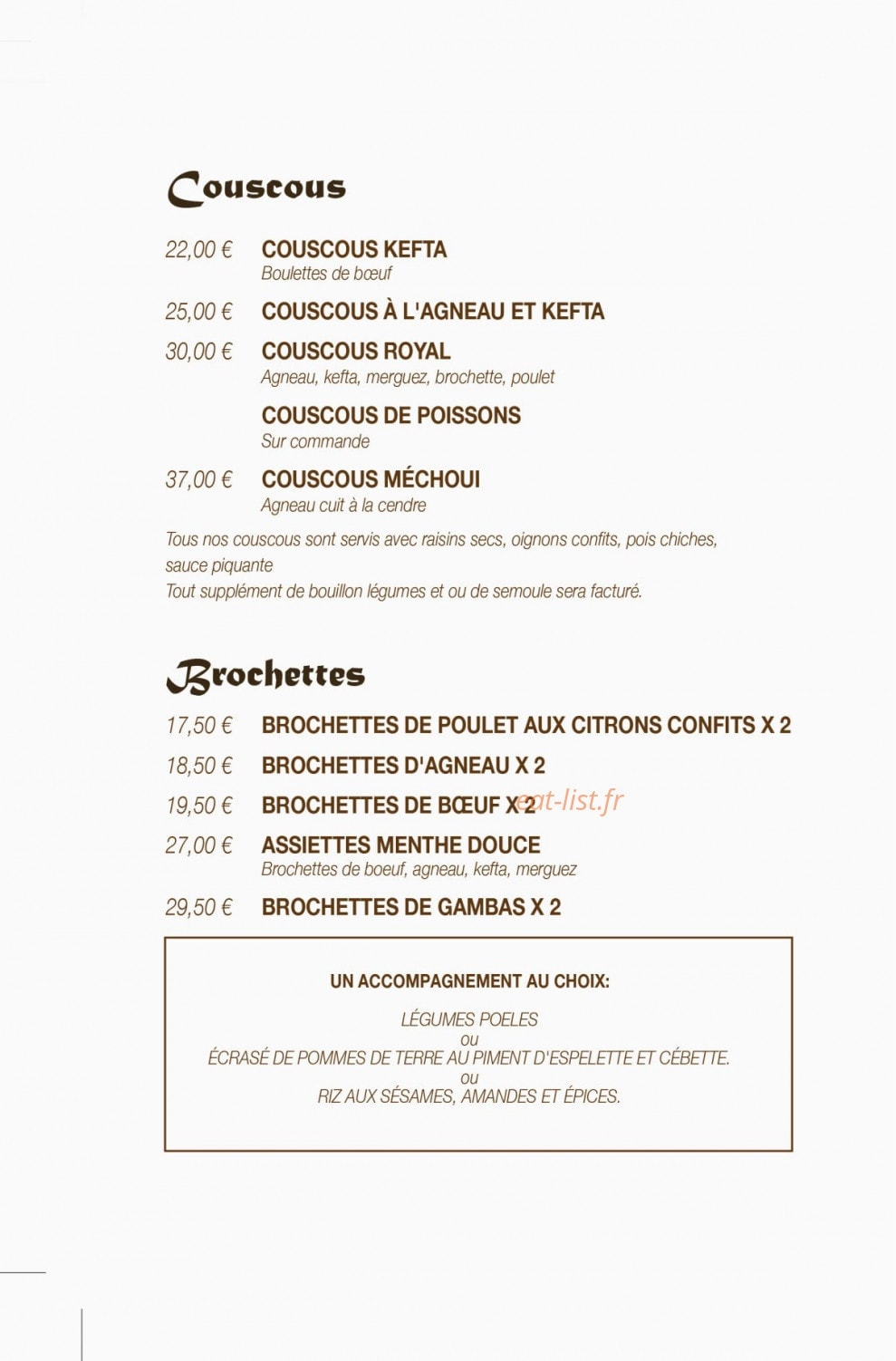 Restaurant la Menthe Douce — carte page 3