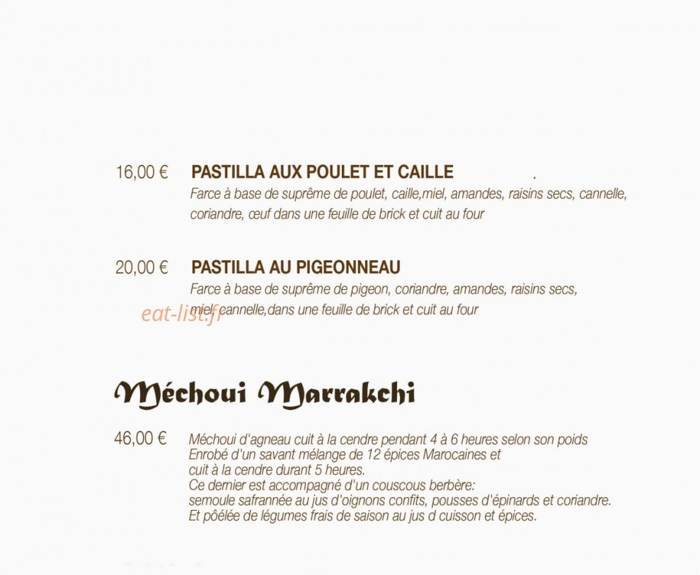 Restaurant la Menthe Douce — carte page 4