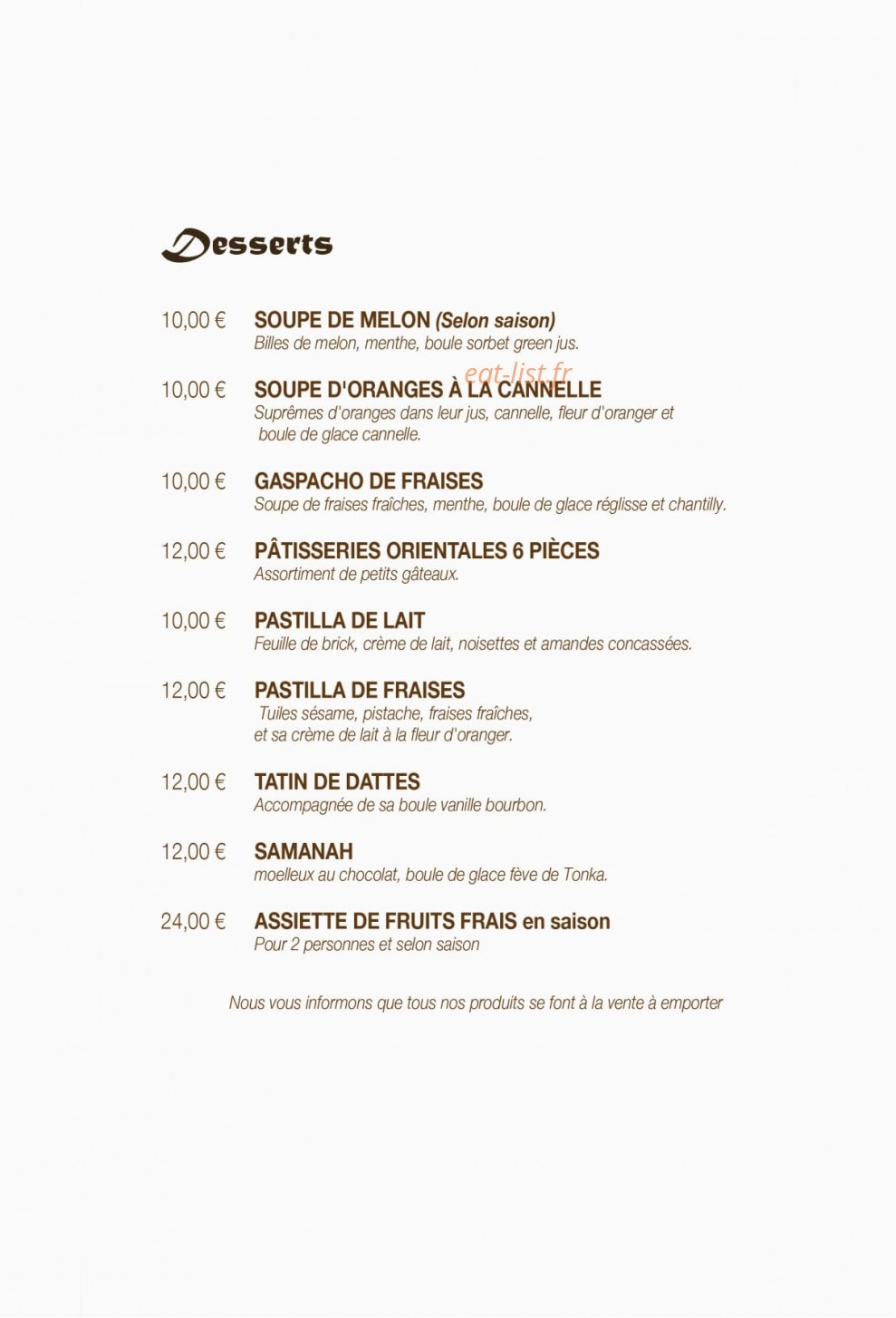 Restaurant la Menthe Douce — carte page 7