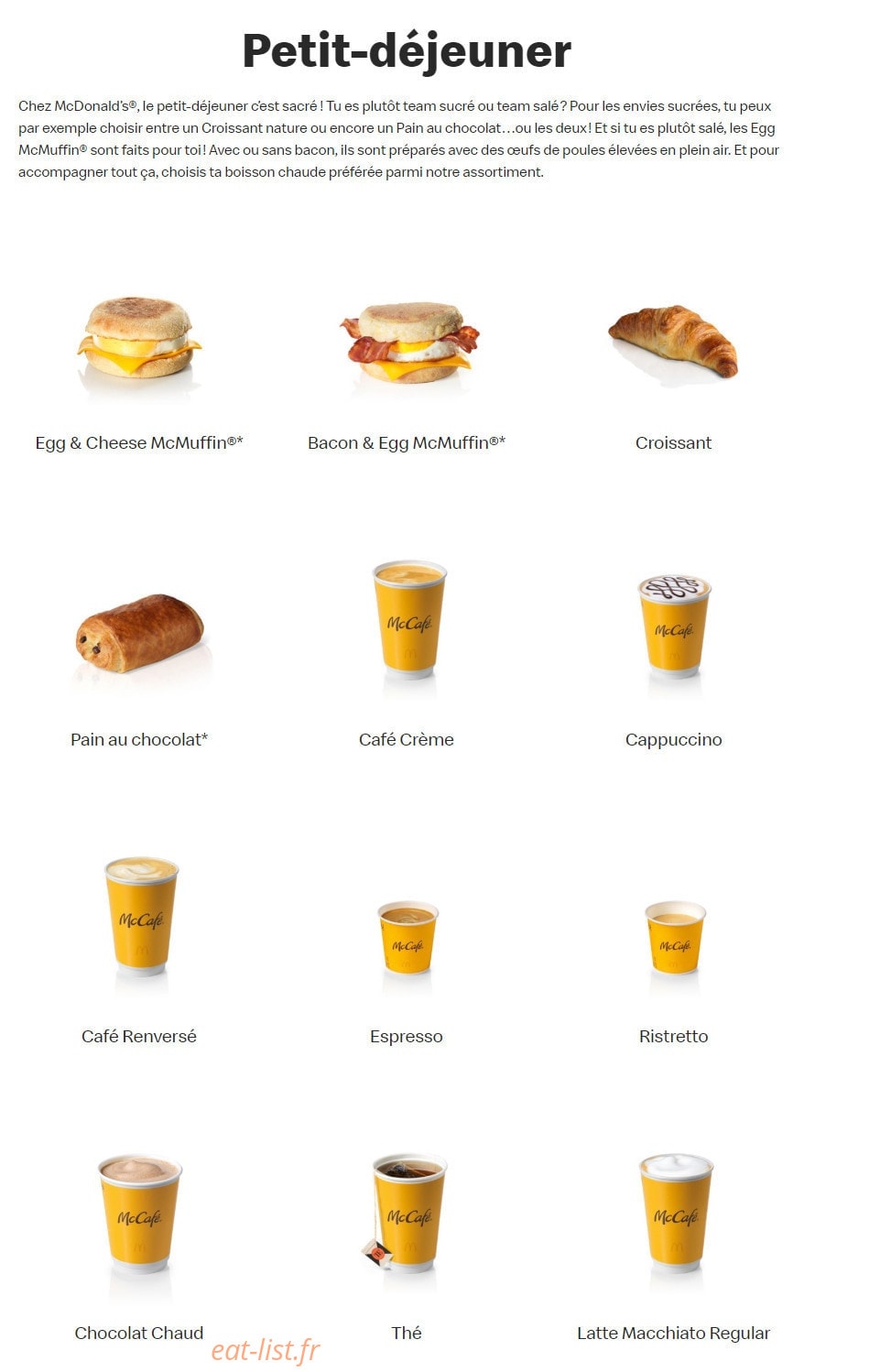 Mc Donald's — carte page 20