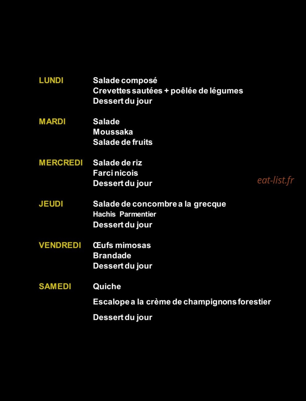 Aux Meal Gourmand — carte page 1